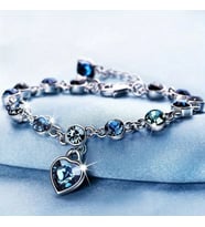 Pandora Tarz, Swarovski Gümüş Mavi Safir Taşlı  Bİleklik, Ahşap Kutu içerisinde