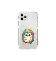 iPhone 11 Pro Max ile Uyumlu Splash Kirpi Tasarımlı Şeffaf Silikon Kılıf