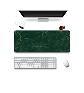 SonicTouch Klavye Mousepad 40x90cm Dikişsiz Pürüzsüz Sıvı Geçirmez Kaymaz Taban Altın Yapraklar