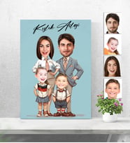 Kişiye Özel Ahşap Tablo Aile 4 kişilik-37 30x40