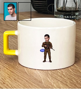 Kişiye Özel Karikatürlü Asker Lüks Fincan 30 Ağustos Zafer Bayramı Hediyesi