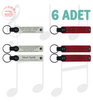 Beyaz & Kırmızı, Aile Pikniklerine Özel Hatıra, 6’lı Set, İsim Yazılabilen Deri Anahtarlık
