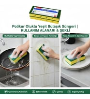 Polikur Oluklu Yeşil Bulaşık Süngeri 10'lu