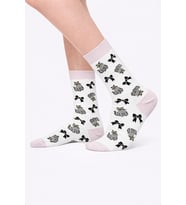 Çoklu Kedi Desenli Beyaz unisex soket çorap
