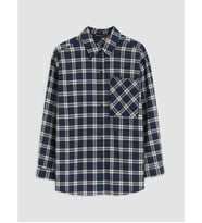 LCW Modest Mavi Ekose Oversize Kadın Oduncu Gömlek Tunik
