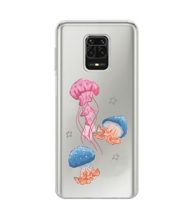 Redmi Note 9 Pro / 9s Uyumlu Deniz Anası ve Mantar Tasarımlı Şeffaf Telefon Kılıfı