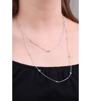 Sıra Taşlı 110 Cm Gümüş Zincir Kolye 6628