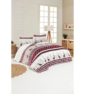 Merinos Comforter Çift Kişilik Yorgan Set Deer Gri