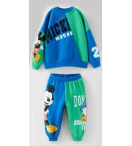 Mickey Mouse Görselli Kapüşonlu Bebek Çocuk Alt Üst Takım-Çok Renkli