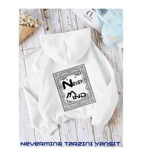Unisex Carpet Regional Baskılı Oversize Baskılı Kapşonlu Sweatshirt 3 Iplik (Beyaz)