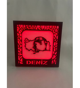 Ata’mızın Aydınlığı Evinizde! ve Türkiye Haritası Detaylı Pilli Dekoratif Işıklı Gece lambası Kırmızı