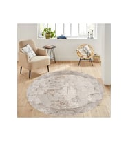 Eliana Home Baskılı, Yıkanabilir Kaymaz Taban Yuvarlak Halı LNA7299-HT948 120x120 cm (Krem)
