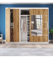 Sürgülü Gardırop Kısmı Kapaklı Sürgülü Gardırop 270CM /210 cm (Beyaz+Ud)