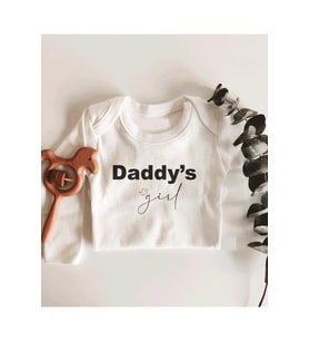 Daddy's Girl Yazılı Babalar Günü Uzun Kol Çıtçıtlı Organik Bebek Body