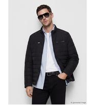 LCWAIKIKI Classic Siyah Regular Fit Dik Yaka Erkek Deri Görünümlü Mont