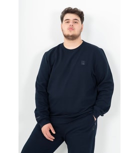 Maraton Büyük Beden Erkek Bisiklet Yaka Lacivert Sweatshirt