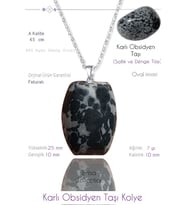 Sertifikalı Oval Model Karlı Obsidyen Taşı Kolye (Çok Renkli)