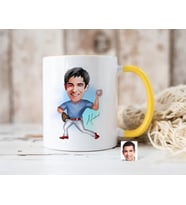 Bk Gift Kişiye Özel Beyzbol Karikatürlü Sarı Kupa Bardak-15, Sevgiliye Hediye, Arkadaşa Hediye