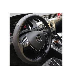 DİKİŞLİ DERİ DİREKSİYON KILIFI NOKTALI KARBON DERİ SİYAH DİKİŞLİ VOLKSWAGEN İÇİN HIZLI KARGO