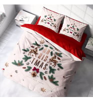 Monohome Yılbaşı Süsü Merry Christmas Çift Kişilik 3D Nevresim Takımı Pamuk (Çok Renkli)