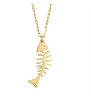 Kişiye Özel 925 Ayar Gümüş Balık Kılçığı Model Kolye (Gold)