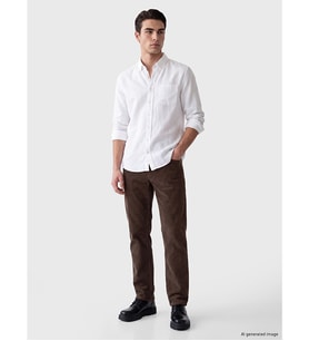 LCWAIKIKI Classic Kahverengi Regular Fit Kadife Erkek Chino Pantolon