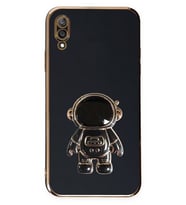 Gpack Samsung Galaxy A10 Kılıf Kamera Korumalı Astronot Desenli Standlı Silikon  (Siyah)
