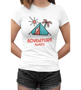 Adventure Awaits Beyaz Bayan Tshirt