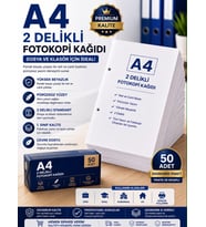 Premium A4 2 Delikli Fotokopi Kağıdı 50 Adet Dosya ve Klasör Uyumlu Yazıcı Kağıdı