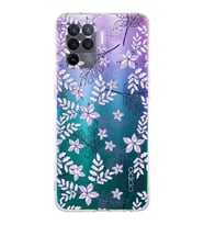 PrintiFy Oppo A94 Uyumlu Kamera Korumalı Floral Lila Tasarımlı Şeffaf Silikon Kılıf