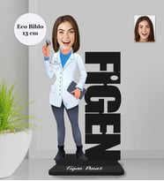 Kişiye Özel İsimli Doktor Kadın Ahşap Eco Biblo -2