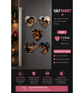 5'li Kalp Fotoğraf Magneti Sevgiliye Kişiselleştirilebilir Romantik Aşk Anısı Hediyesi