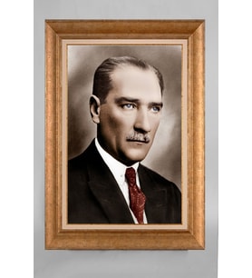 Çerçeveli Paspartulu Atatürk Tablo a460 (Gold)