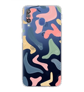 Samsung Galaxy M30 Uyumlu Kamera Korumalı Kapak Abstract Tasarımlı  Şeffaf  Kılıf
