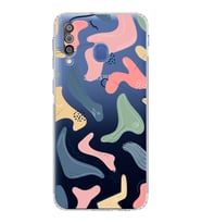 Samsung Galaxy M30 Uyumlu Kamera Korumalı Kapak Abstract Tasarımlı  Şeffaf  Kılıf