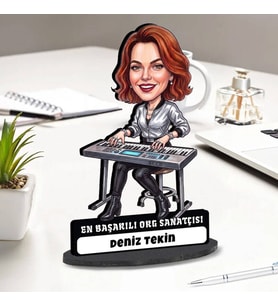 Org Sanatçısı Kadına Hediye Kişiye Özel Karikatürlü Biblo