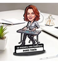 Org Sanatçısı Kadına Hediye Kişiye Özel Karikatürlü Biblo