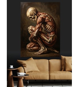 Düşünen İskelet Adam Anatomik Sanat Dekoratif Kanvas - Mdf Ahşap Tablo
