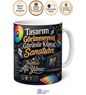 Grafikere Hediye Kişiye Özel Baskılı Kupa Bardak Grafik Tasarımcı