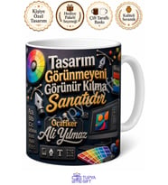 Grafikere Hediye Kişiye Özel Baskılı Kupa Bardak Grafik Tasarımcı