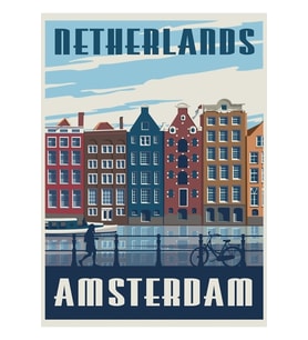 Amsterdam Seyahat Poster Tablo Ahşap Poster Dekoratif