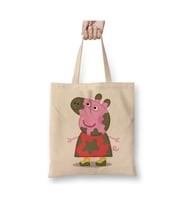 Peppa Pig Tv Beyaz Bez Çanta Uzun Saplı Alışveriş Çantası Plaj Çantası