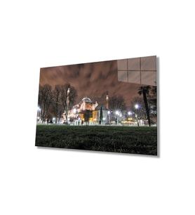 Miyrem Glasses Collection -A1^# Istanbul Akşam Camii Manzara Cam Tablo (Çok Renkli)