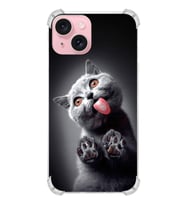 PrintiFy Apple iPhone 15 Uyumlu Kedi 2 Baskılı Şeffaf Köşe Korumalı Antişok Kılıf