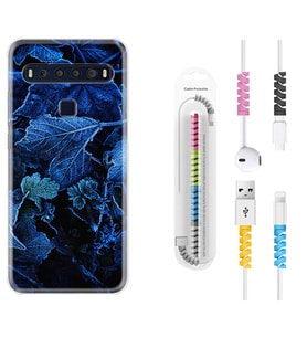 TCL 10L 10 Plus 10SE 20E 20SE 30SE L7 Kılıf Kablo Koruma Spiral Silikon Blue Foid 1628