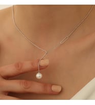 925 Ayar Gümüş Tatlısu İncisi Kolye-10mm