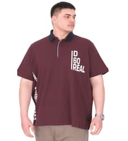 Mode XL Büyük Beden Erkek T-Shirt Polo Yaka REAL U25309 Mürdüm