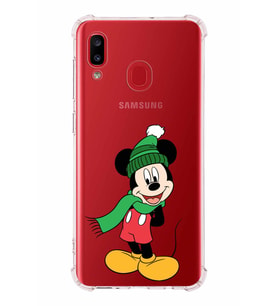Samsung Galaxy A20  Köşe Korumalı Antişok Kapak Mickey Mouse Tasarımlı Şeffaf  Kılıf