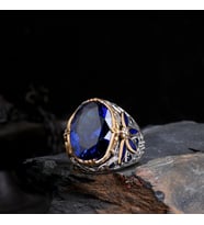 Senin Silver – Hatt-ı Zarafet 925  Özel Kesim El Yapımı Yüzük (Mavi)