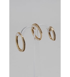 Zirkon Üçlü Gold Mini Halka Küpe Seti
